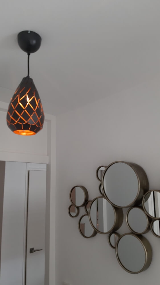 Strakke kegel hanglamp TREPPED 1-lichts | Antraciet / Goud