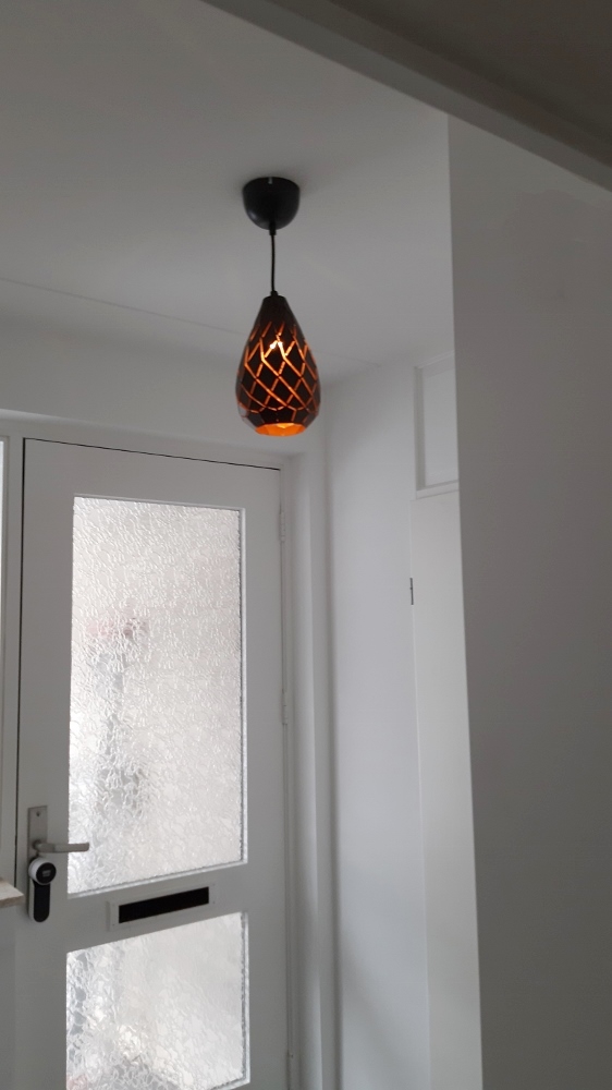 Strakke kegel hanglamp TREPPED 1-lichts | Antraciet / Goud