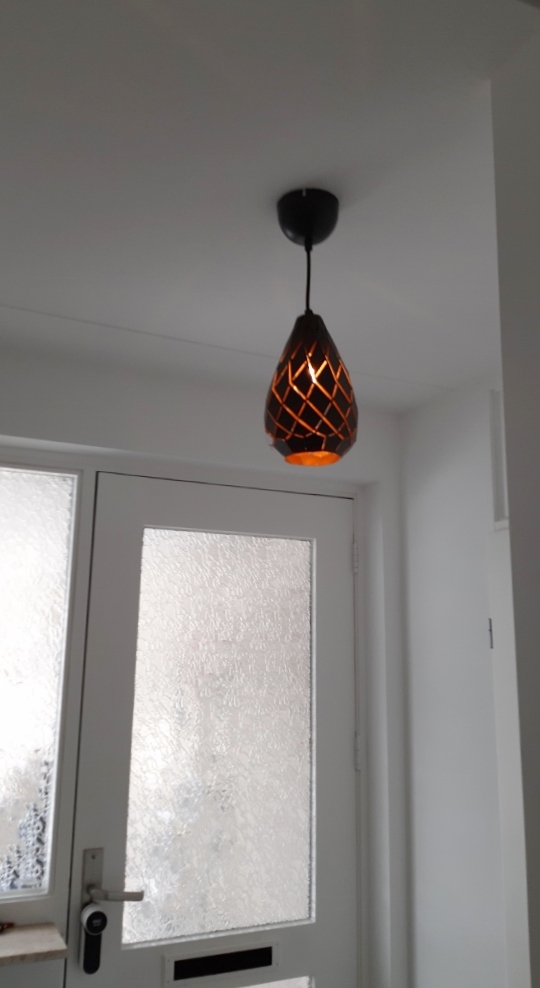 Strakke kegel hanglamp TREPPED 1-lichts | Antraciet / Goud