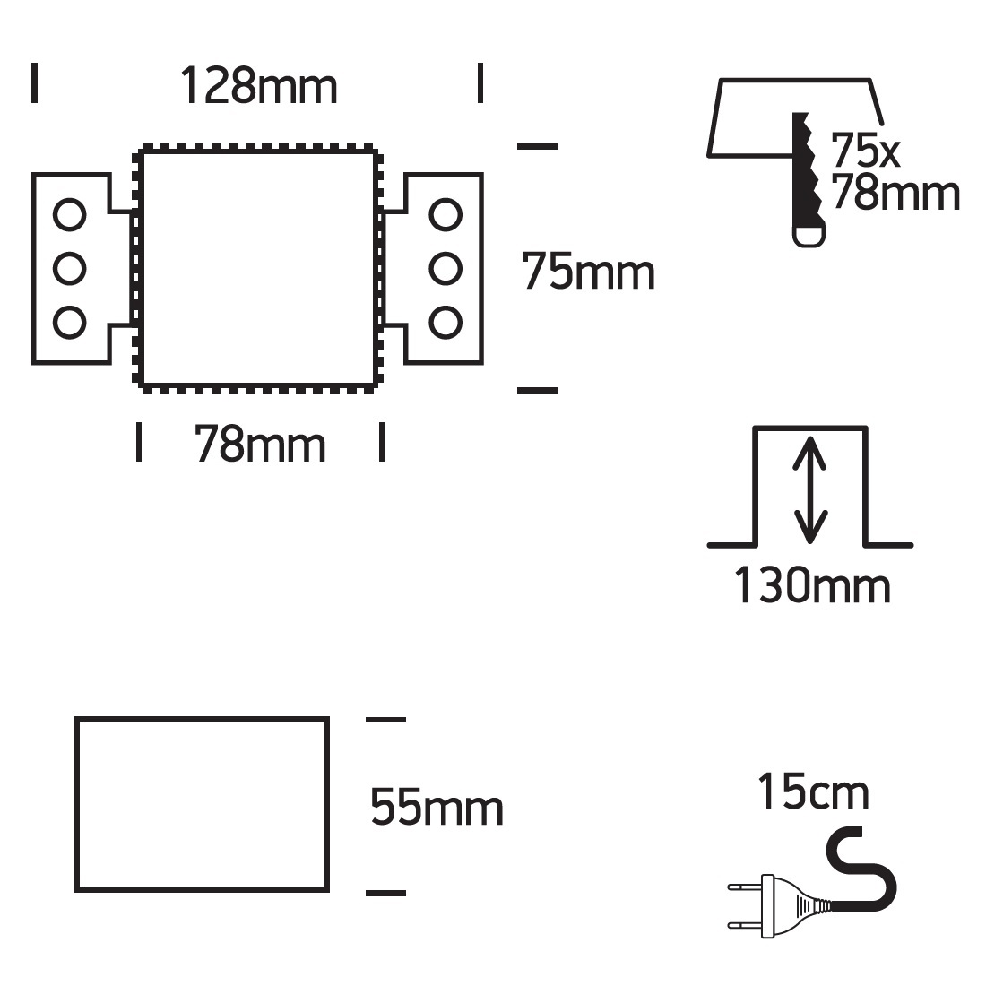 TRIMLESS vierkante inbouwspot BATTY GU10 | Zwart