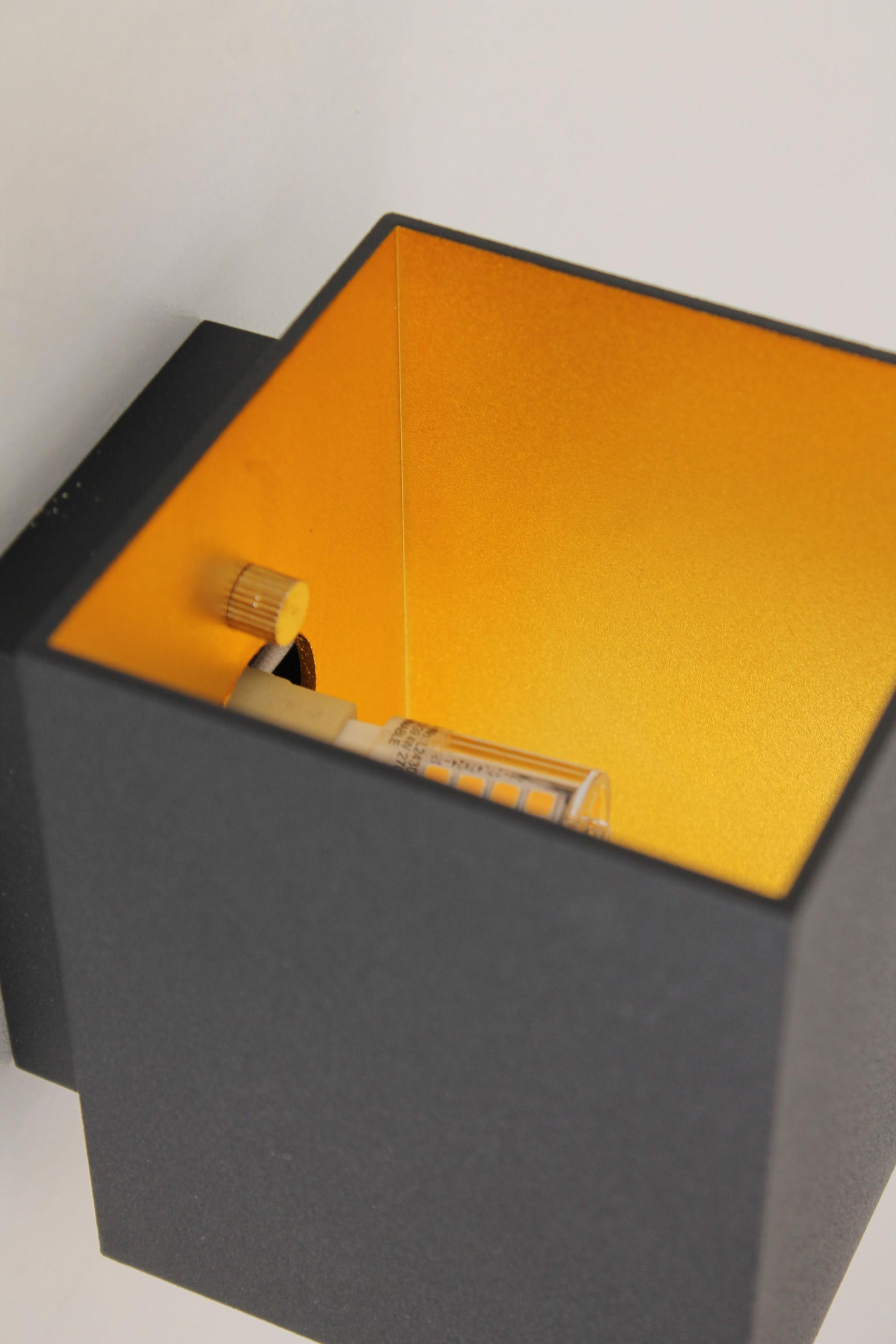 Strakke wandlamp LED 10 x 10 cm | Zwart / Goud
