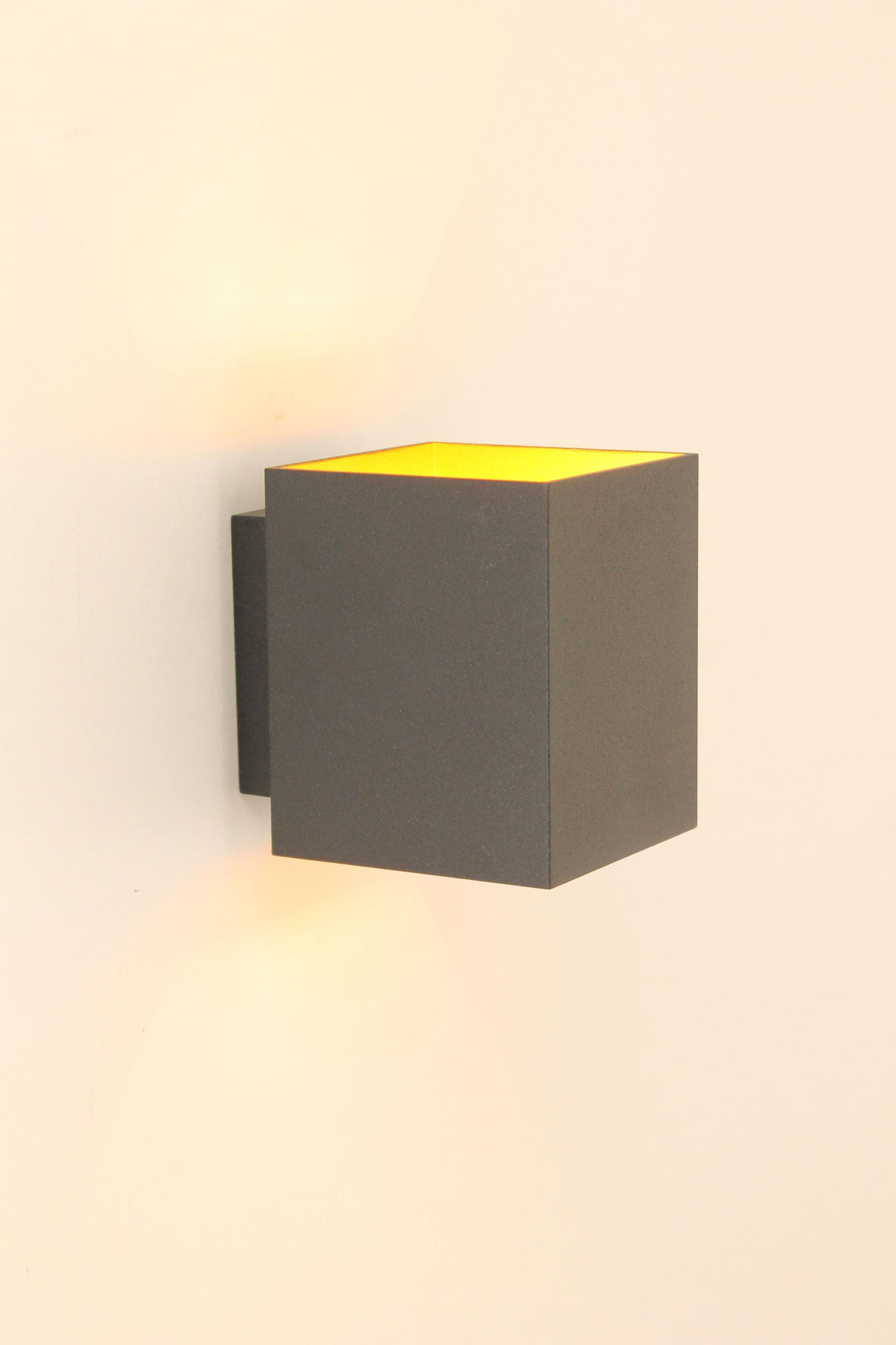 Strakke wandlamp LED 10 x 10 cm | Zwart / Goud