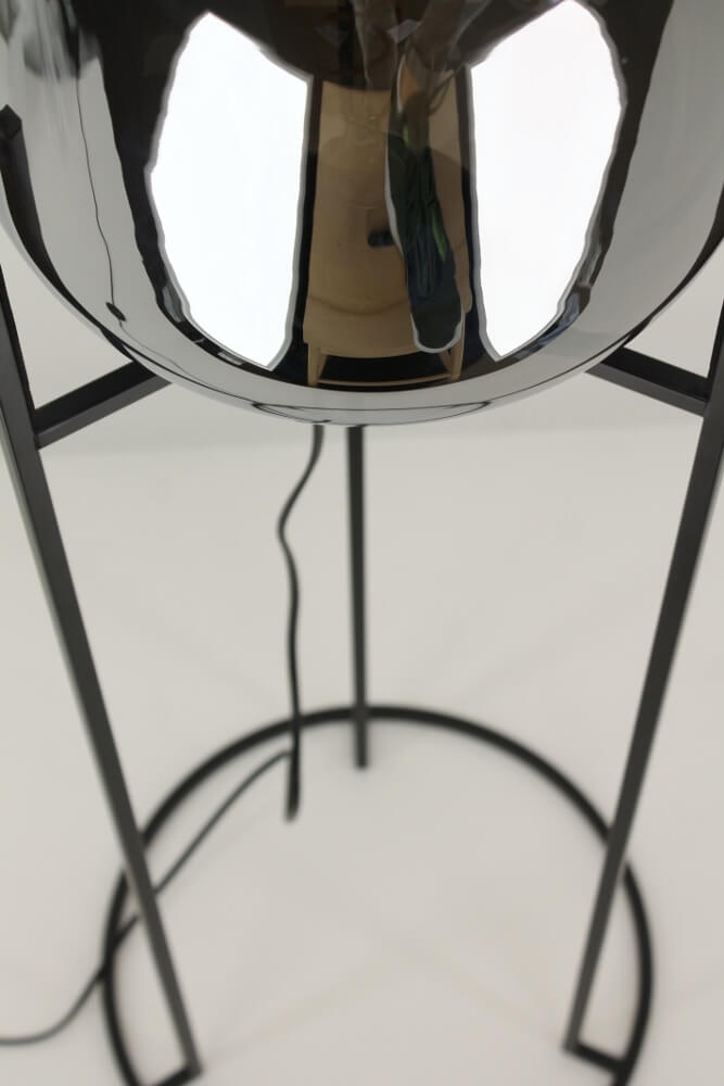 Stijlvolle vloerlamp PULPO met metallic smoke glazen stolp