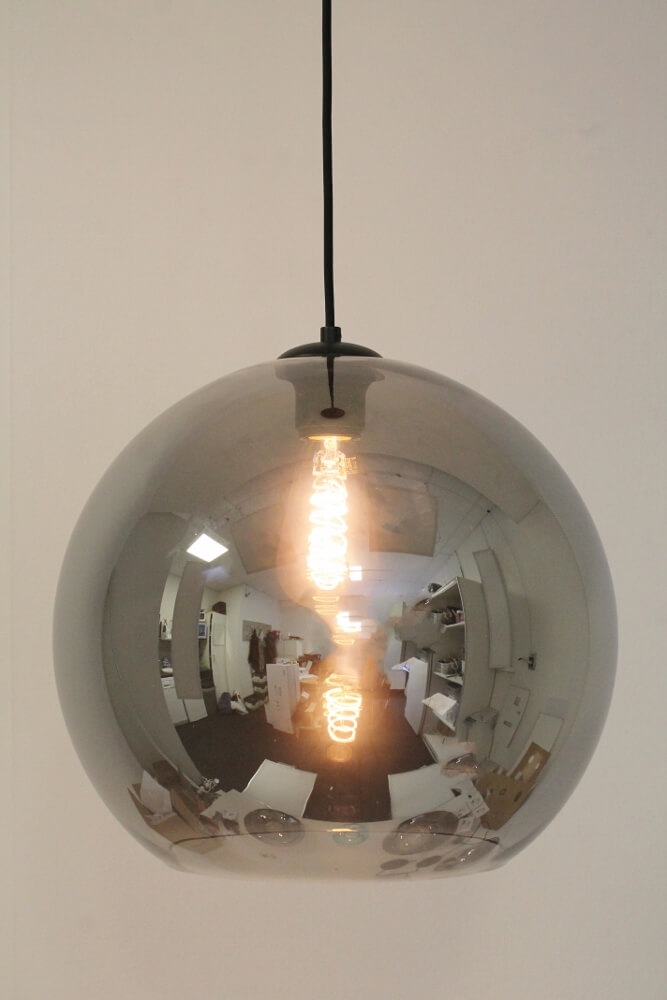 Los glas BALLOON metallic smoke zwart | Ø 35 cm