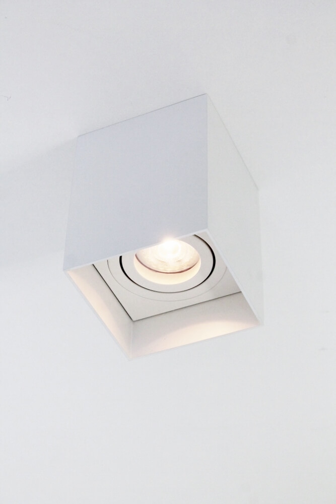 Plafondlamp / Opbouwspot HONAC 1-lichts vierkant | Wit