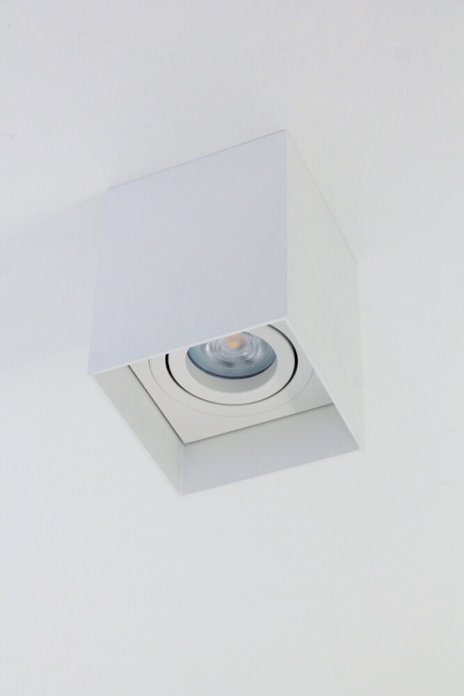 Plafondlamp / Opbouwspot HONAC 1-lichts vierkant | Wit