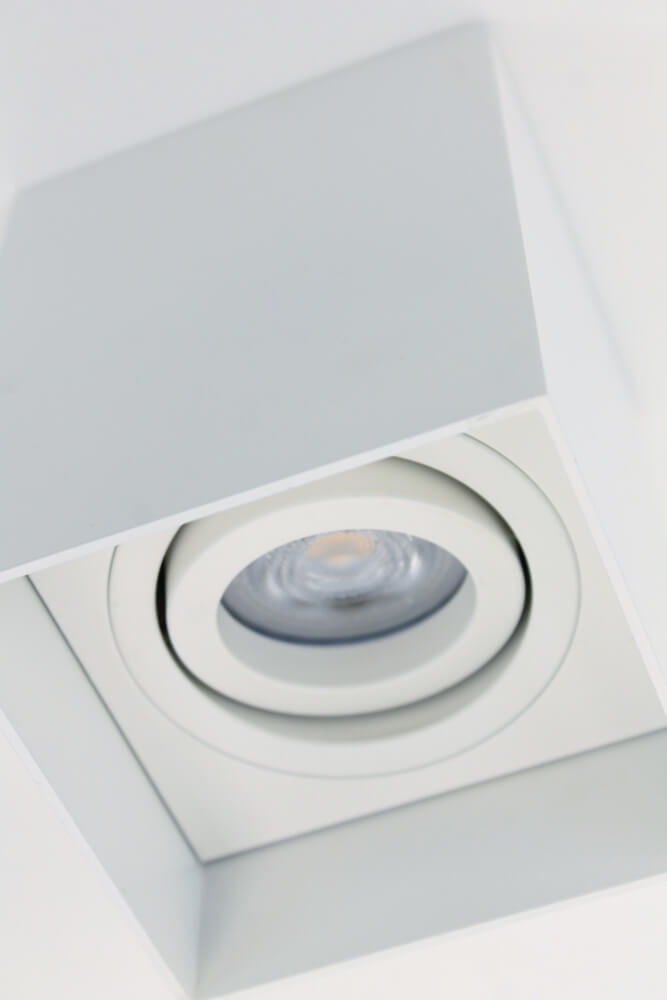 Plafondlamp / Opbouwspot HONAC 1-lichts vierkant | Wit