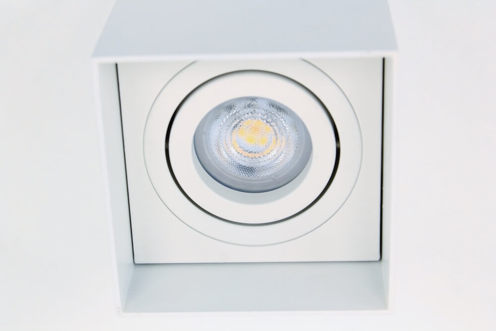 Plafondlamp / Opbouwspot HONAC 1-lichts vierkant | Wit