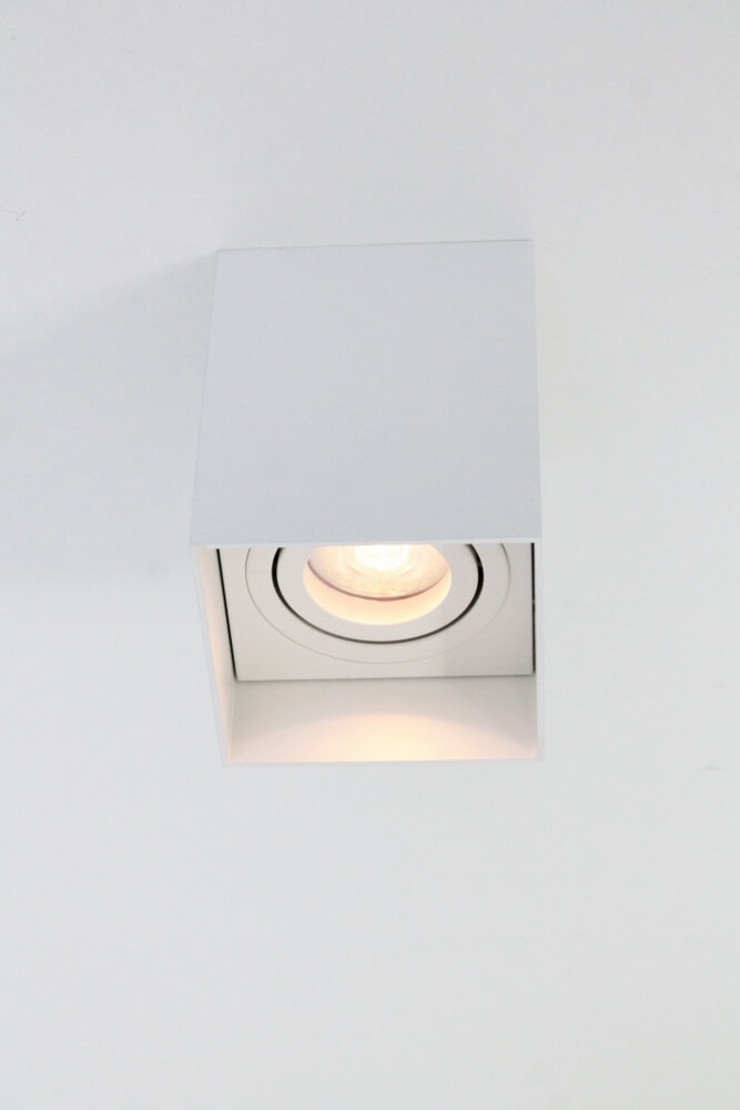 Plafondlamp / Opbouwspot HONAC 1-lichts vierkant | Wit