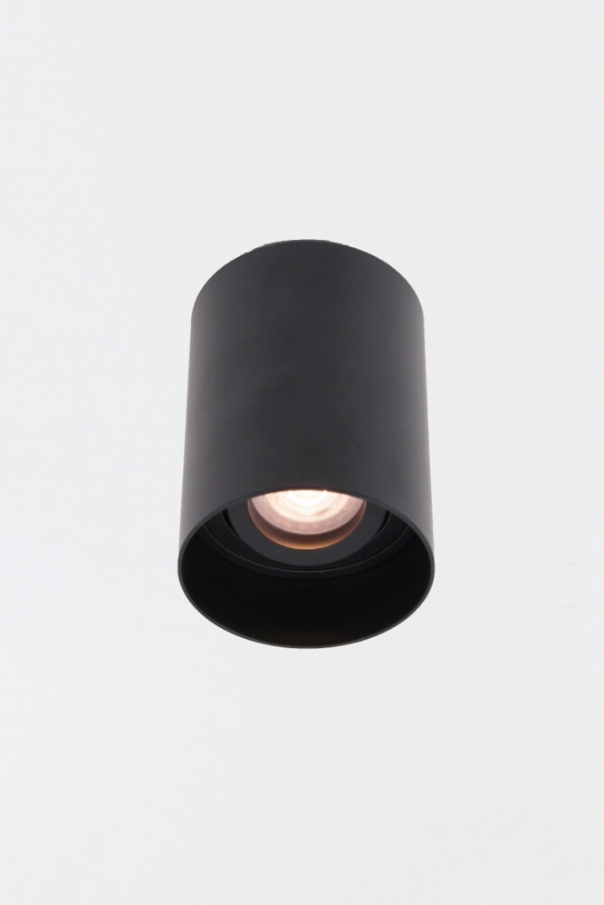 Plafondlamp / Opbouwspot HONAC 1-lichts rond | Zwart