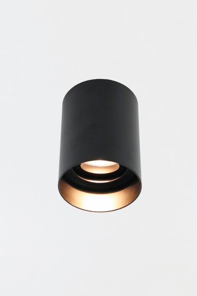 Plafondlamp / Opbouwspot HONAC 1-lichts rond | Zwart