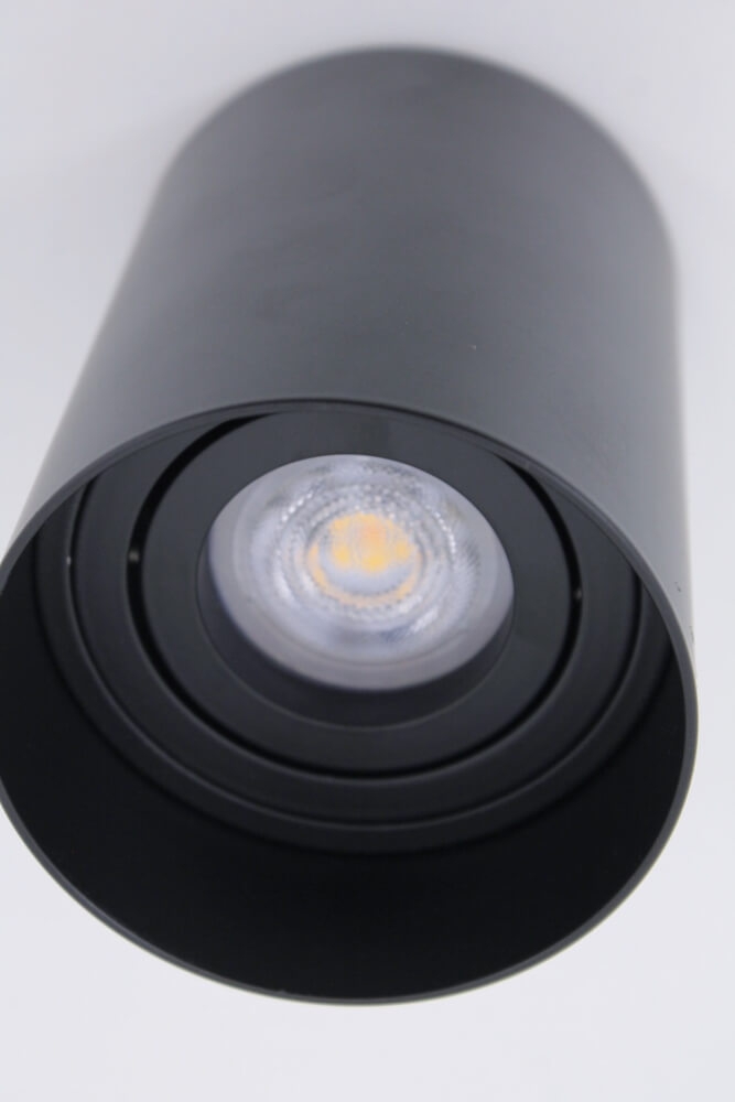 Plafondlamp / Opbouwspot HONAC 1-lichts rond | Zwart
