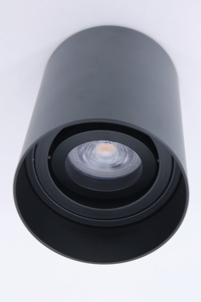 Plafondlamp / Opbouwspot HONAC 1-lichts rond | Zwart