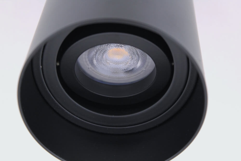Plafondlamp / Opbouwspot HONAC 1-lichts rond | Zwart