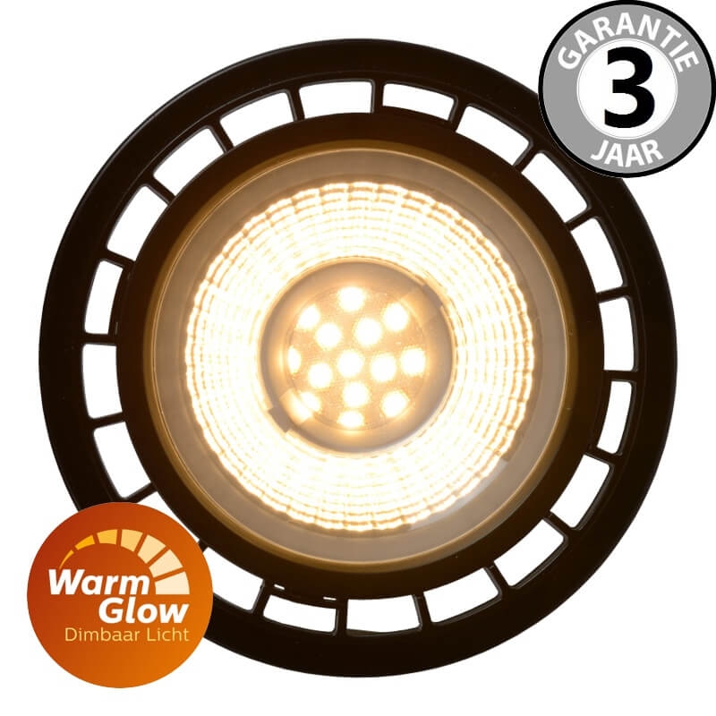 LEDlamp AR111 12W (=75W) GU10 zwart | Warmglow dimbaar