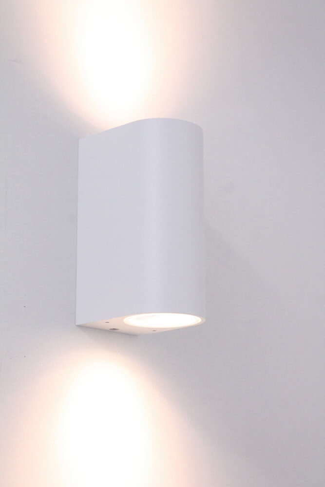 Buitenlamp / Wandlamp ZORA LED 2-lichts rond | Wit