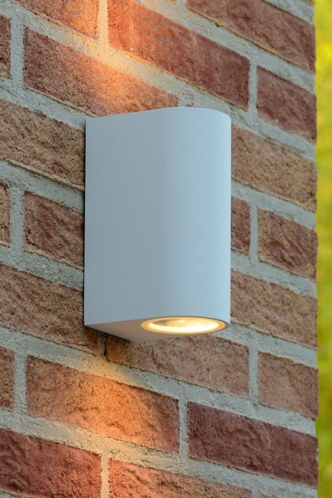 Buitenlamp / Wandlamp ZORA LED 2-lichts rond | Wit