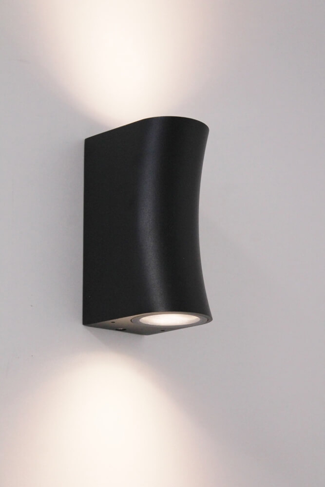 Buitenlamp / Wandlamp ZORA LED 2-lichts gebogen | Zwart