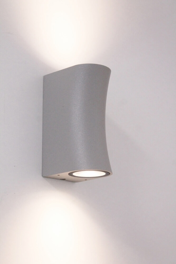 Buitenlamp / Wandlamp ZORA LED 2-lichts gebogen | Betongrijs