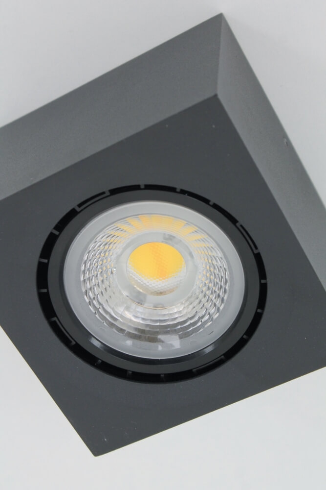 Plafondlamp / Opbouwspot FENDER LED vierkant | Zwart