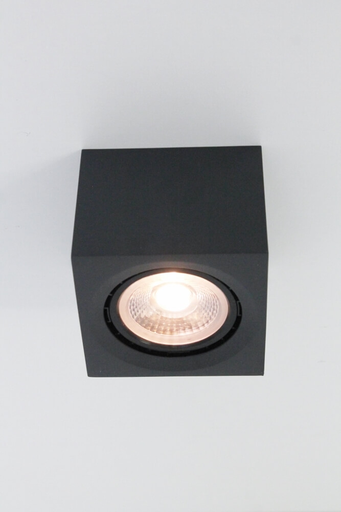 Plafondlamp / Opbouwspot FENDER LED vierkant | Zwart
