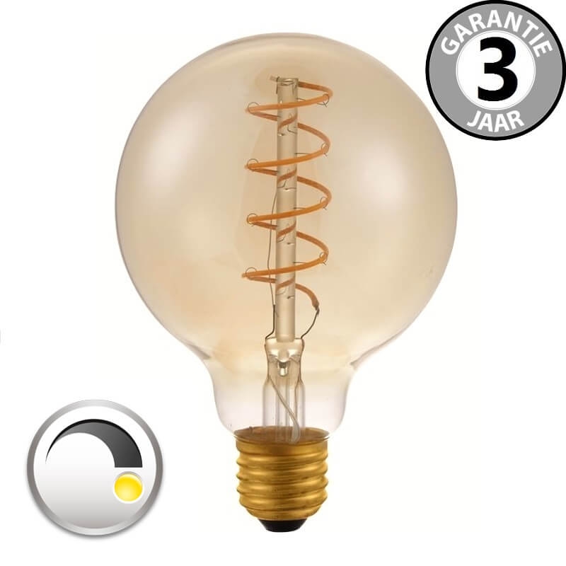 BOLD globe 95mm CURVE GOLD DECO 4 watt LED E27 dimbaar