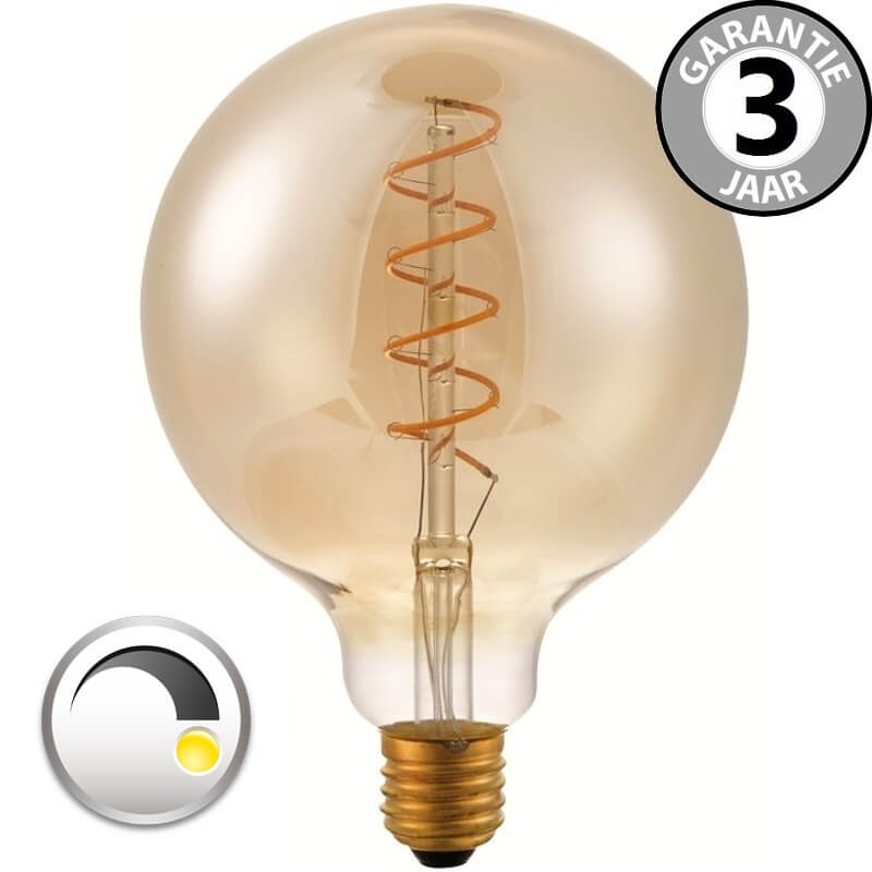 BOLD globe 125mm CURVE GOLD DECO 4 watt LED E27 dimbaar