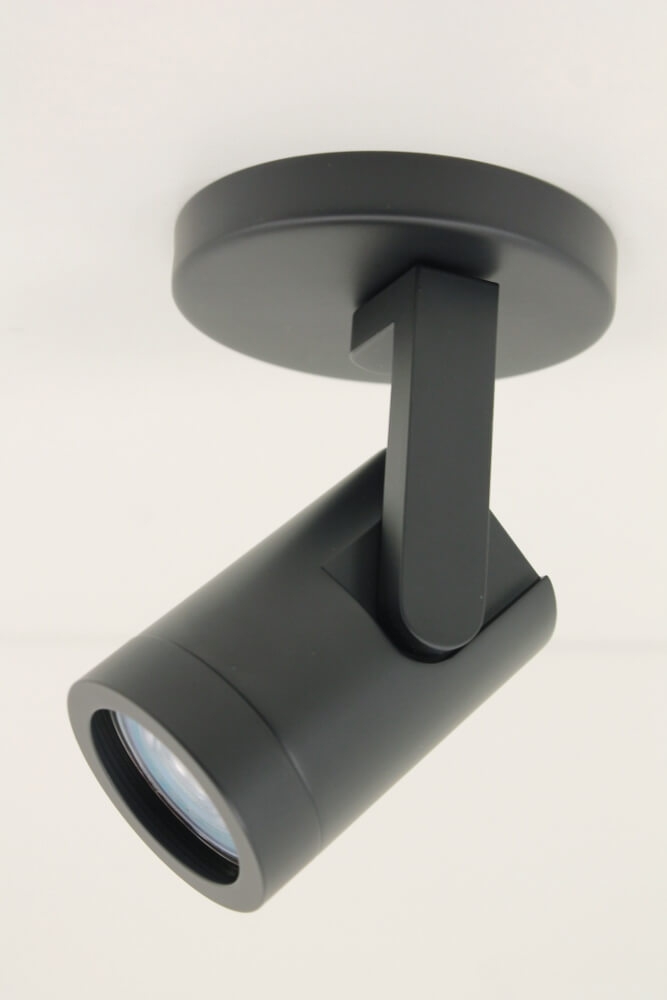 Stijlvolle strakke 1-lichts opbouwspot SCOOP rond | Zwart