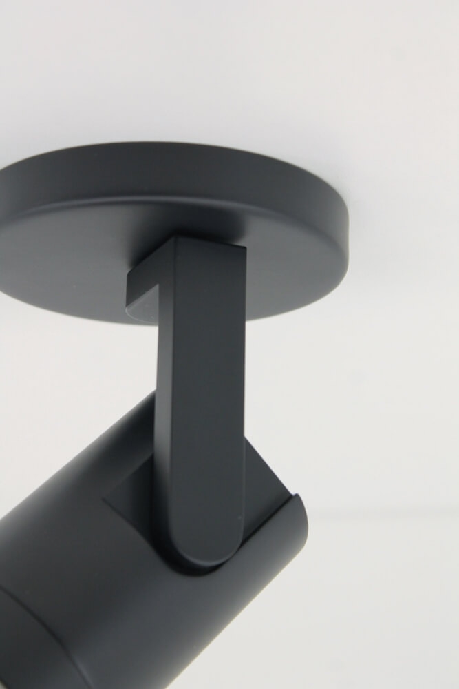 Stijlvolle strakke 1-lichts opbouwspot SCOOP rond | Zwart
