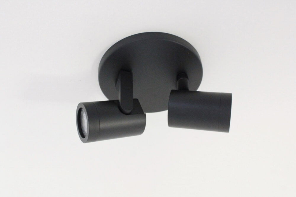 Stijlvolle strakke 2-lichts opbouwspot SCOOP rond | Zwart