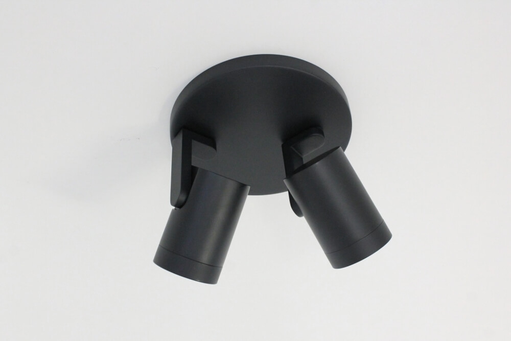 Stijlvolle strakke 2-lichts opbouwspot SCOOP rond | Zwart