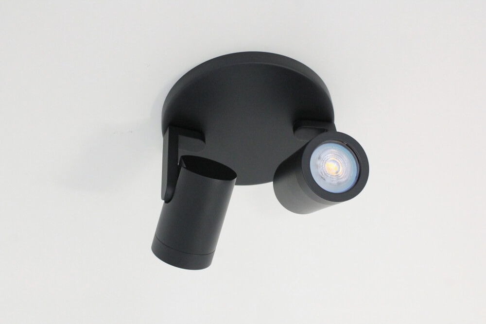 Stijlvolle strakke 2-lichts opbouwspot SCOOP rond | Zwart