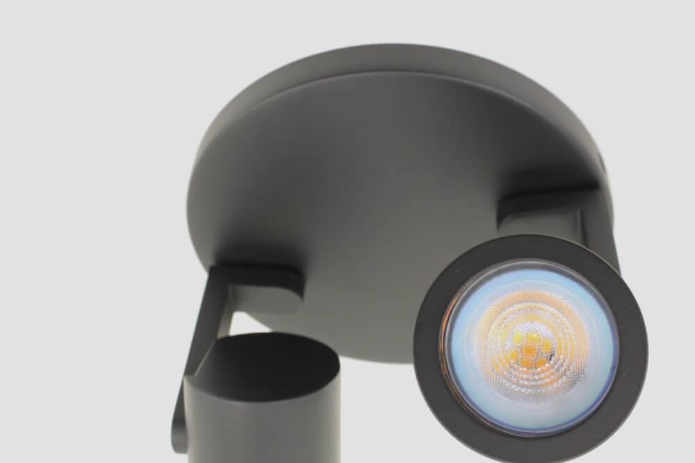 Stijlvolle strakke 2-lichts opbouwspot SCOOP rond | Zwart