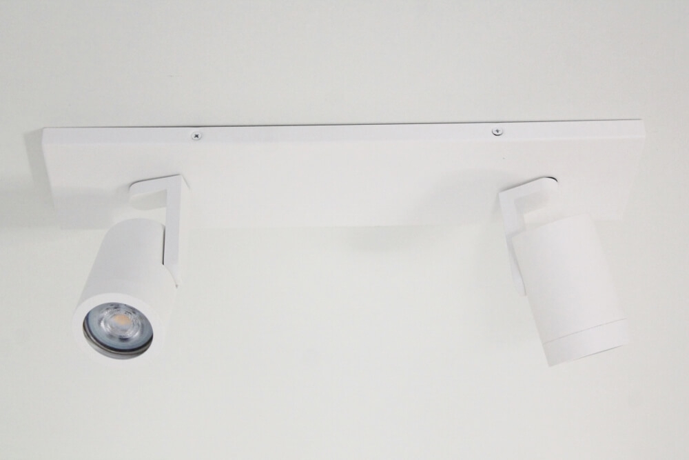 Stijlvolle strakke 2-lichts opbouwspot SCOOP balk | Wit