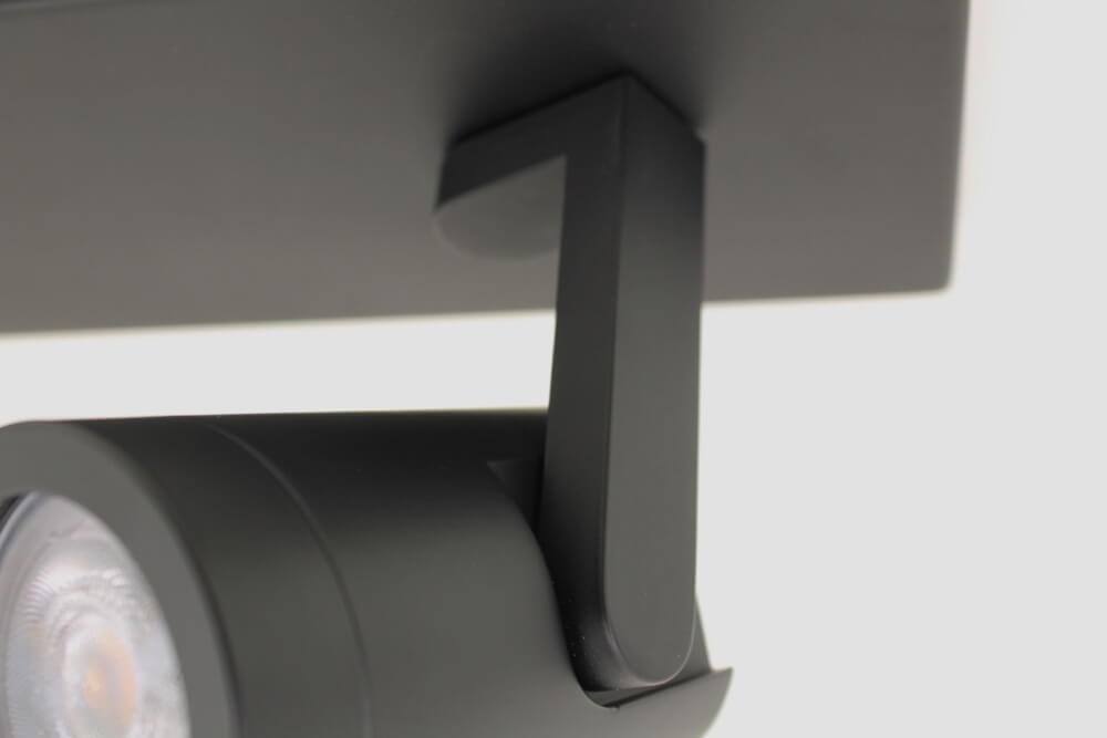 Stijlvolle strakke 2-lichts opbouwspot SCOOP balk | Zwart