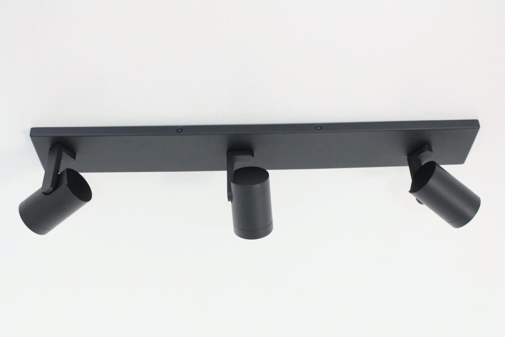 Stijlvolle strakke 3-lichts opbouwspot SCOOP balk | Zwart