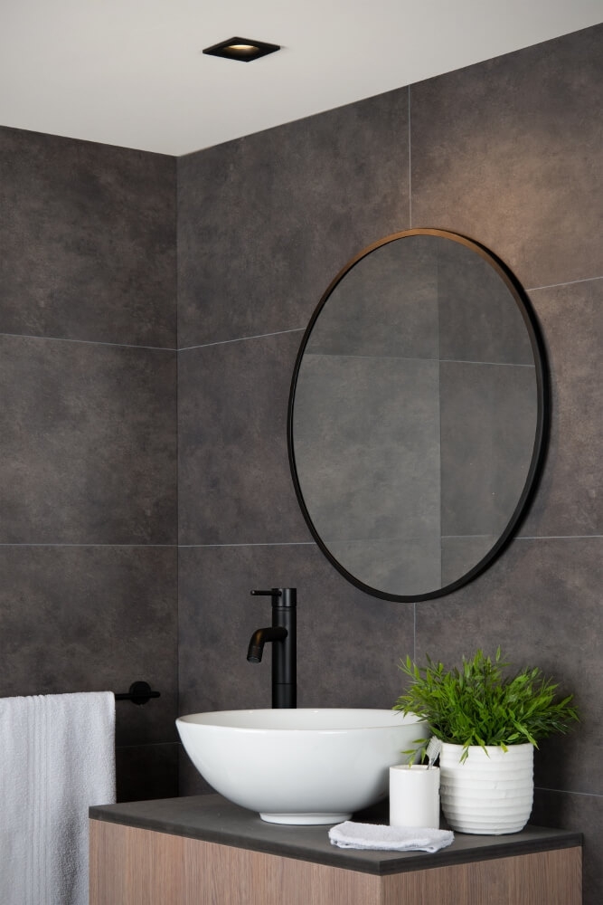 Zwarte waterdichte inbouwspot RAIN DEEP vierkant | IP44 8,5 cm