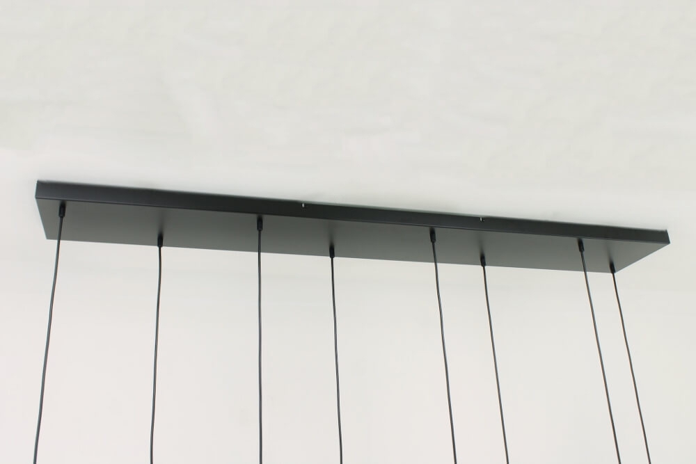 8-lichts hanglamp BY EEFFY metallic smoke zwart | Brede balk 160 cm