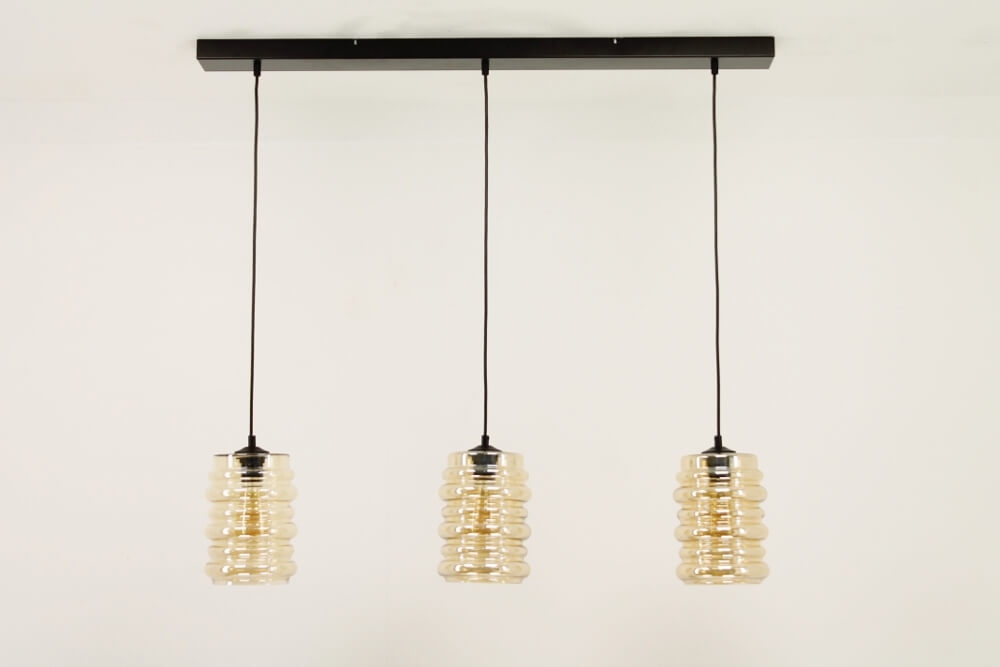 Zwarte hanglamp CLUSTER GOLD 3-lichts balk 100 cm | Ribbel