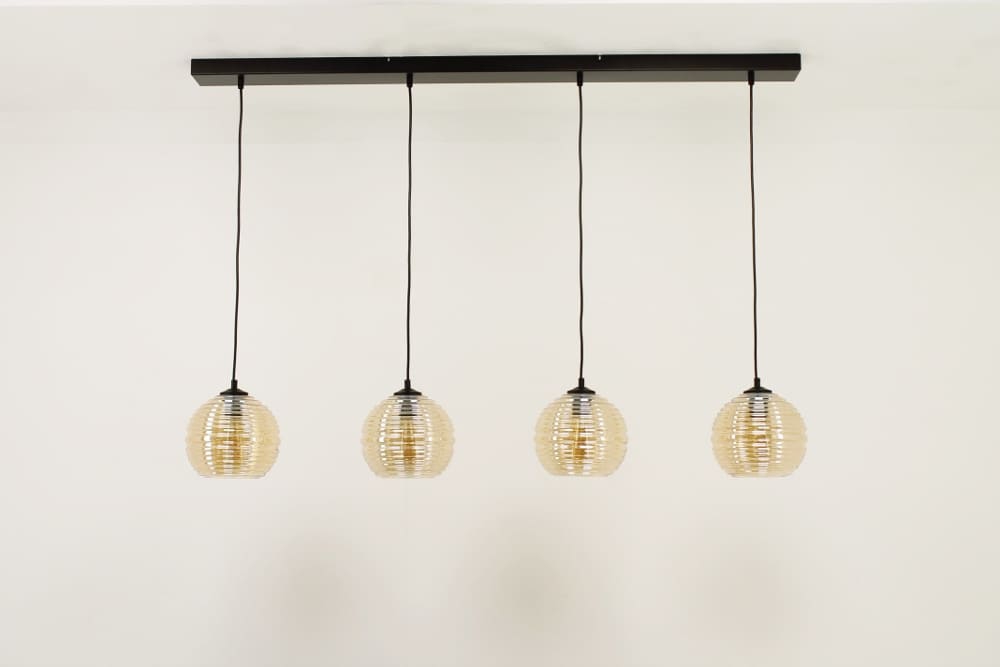 Zwarte hanglamp CLUSTER GOLD 4-lichts balk 130 cm | Bol
