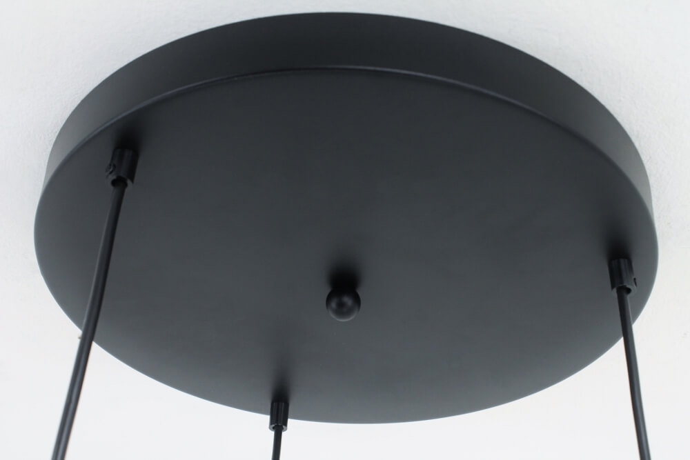 Glazen 3-lichts zwarte hanglamp BALLS smoke fumé | Ronde plaat 35 cm