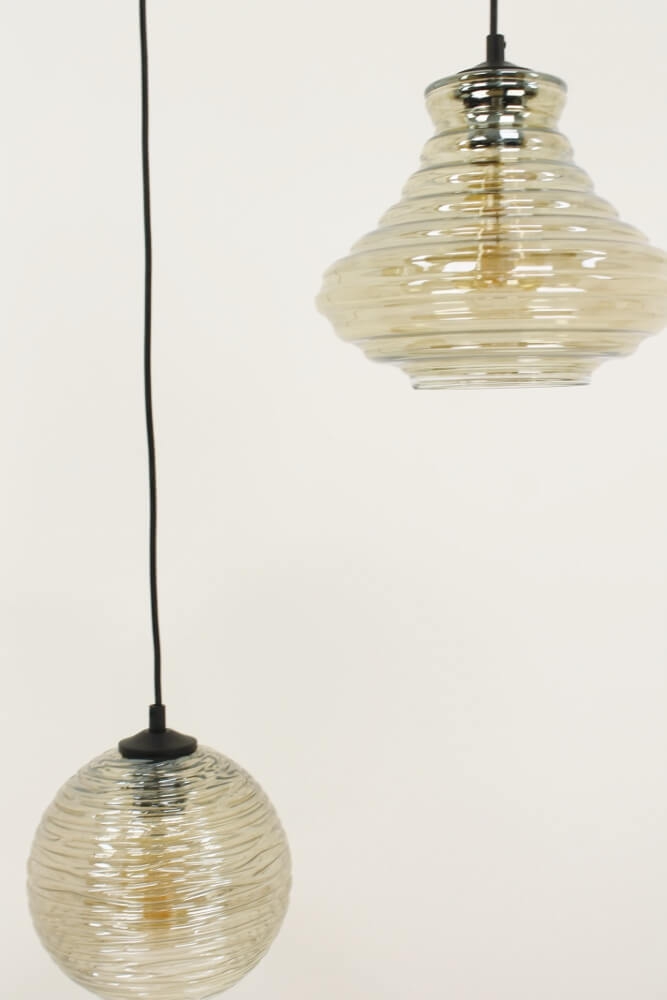 Hanglamp TINO 1 smoke fumé glas 5-lichts | Ronde plaat 45 cm
