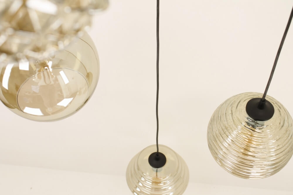 Hanglamp TINO 2 smoke fumé glas 5-lichts | Ronde plaat 45 cm