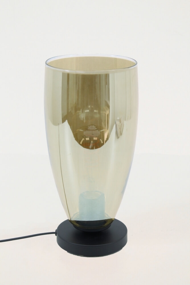 Zwarte tafellamp TINO smoke fumé glas | Vaas Ø 13 cm