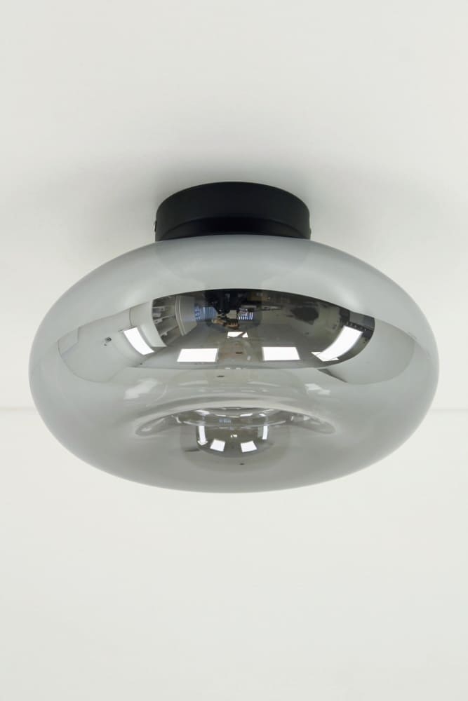 Zwarte korte plafondlamp BY EEFFY metallic smoke zwart | Howick Ø 28 cm