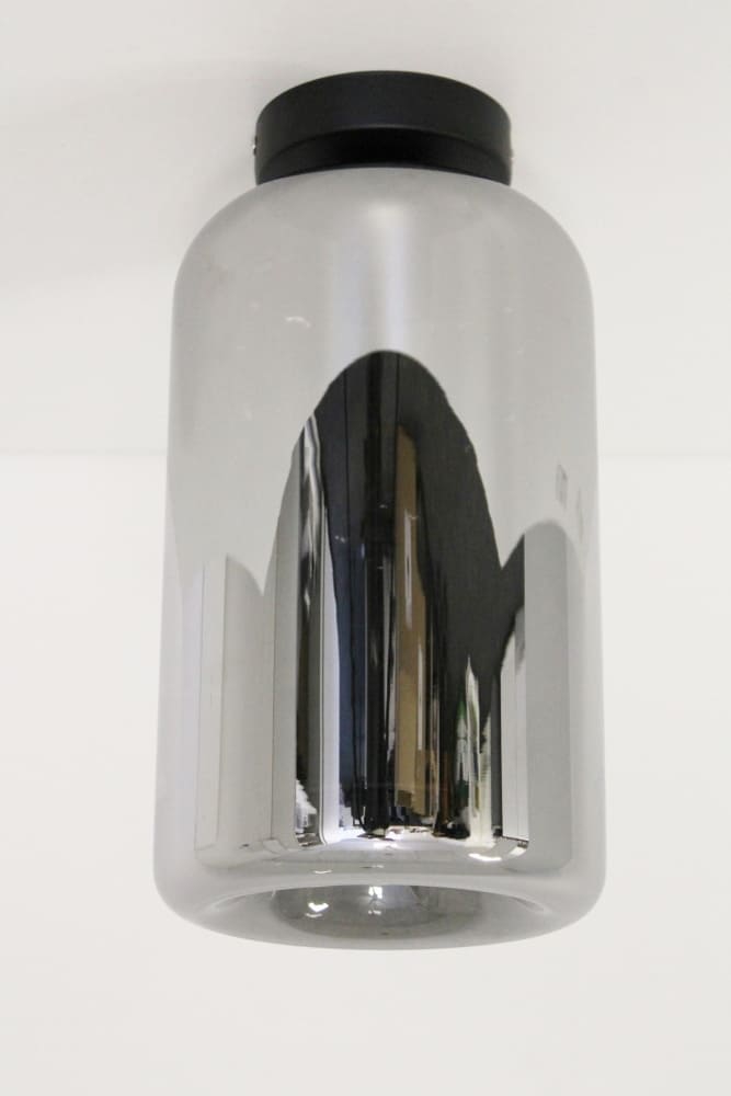 Zwarte korte plafondlamp BY EEFFY metallic smoke zwart | Longton Ø 18 cm