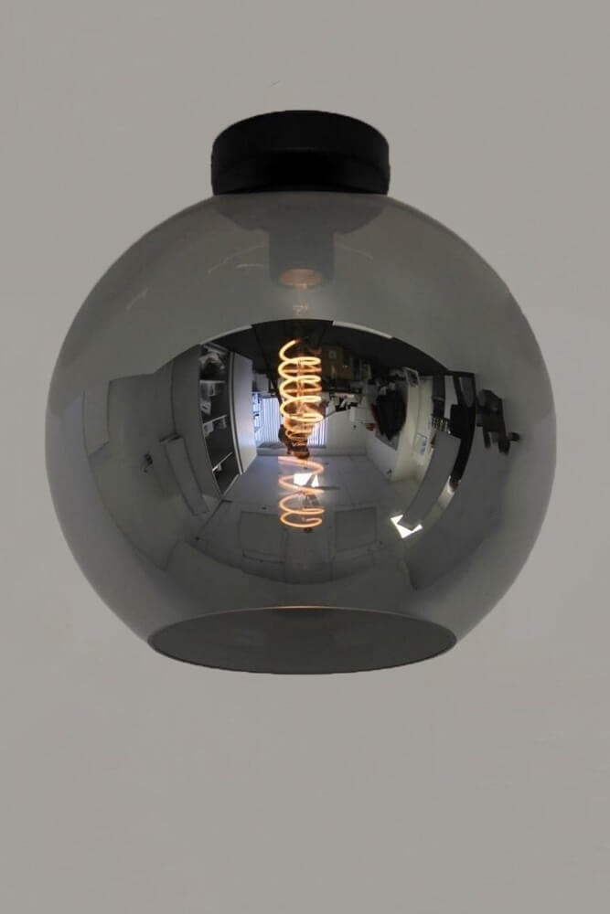Zwarte korte plafondlamp BALLOON metallic smoke zwart | Ø 30 cm