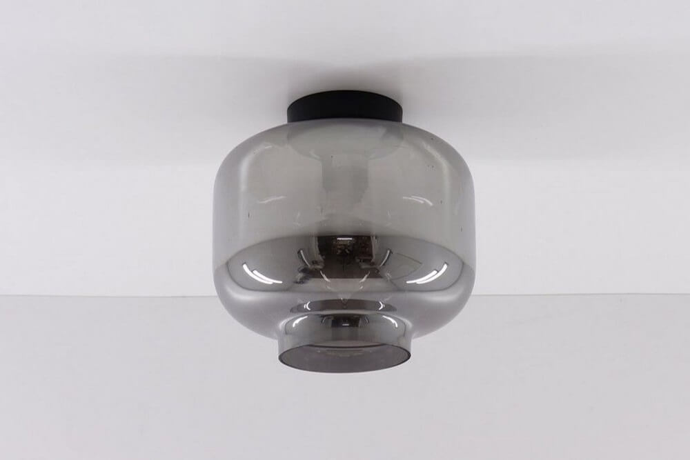 Zwarte korte plafondlamp EEFF smoke zwart | Bloc Ø 24 cm