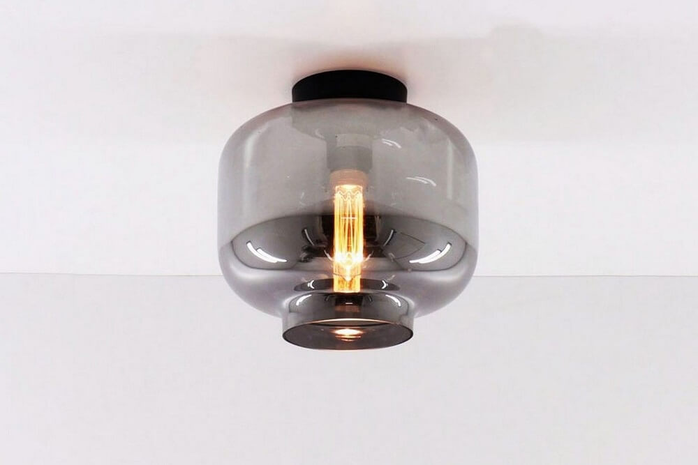 Zwarte korte plafondlamp EEFF smoke zwart | Bloc Ø 24 cm