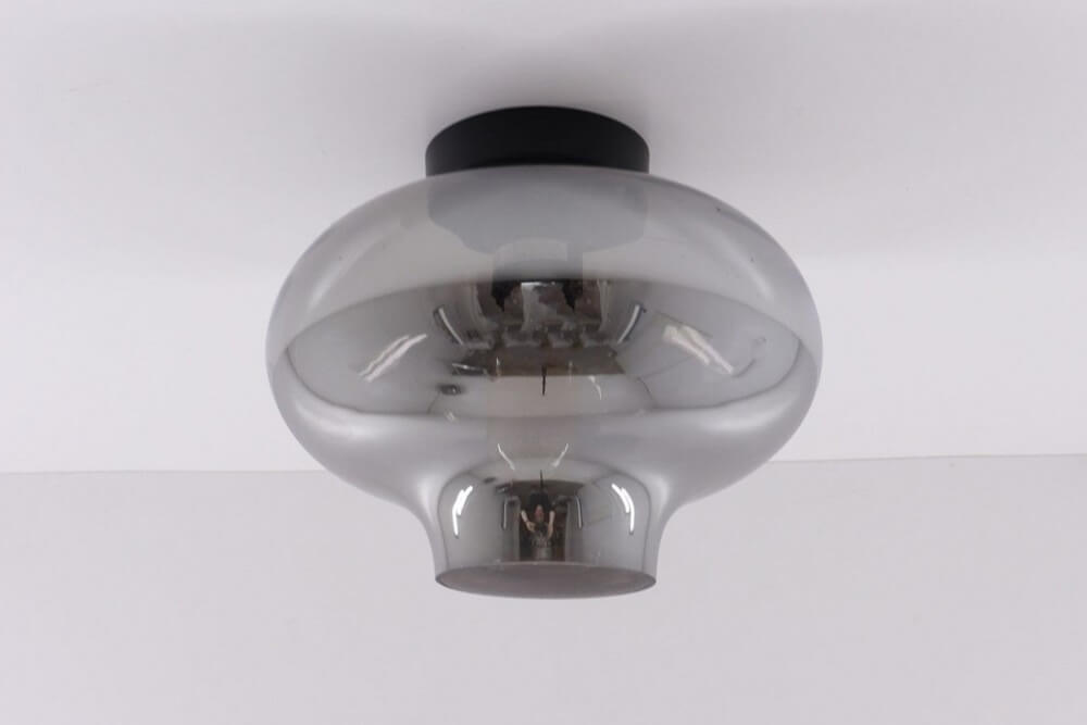 Zwarte korte plafondlamp EEFF smoke zwart | Ufo Ø 27 cm